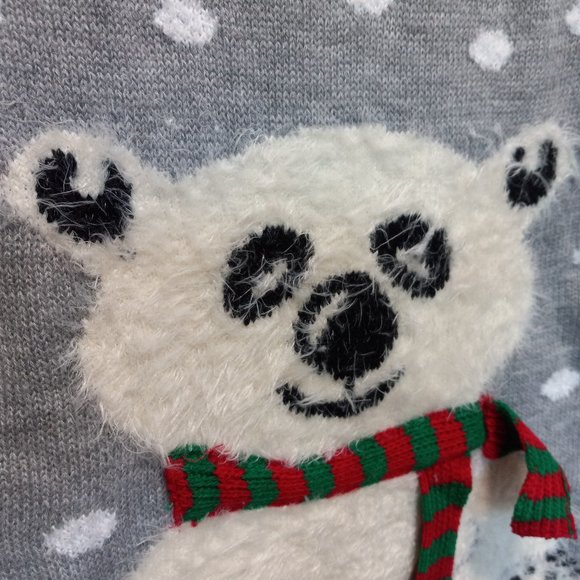 Adorable Fuzzy Dimensional Polar Bear Knit Sweater Size XL (T-345) - Picture 8 of 11